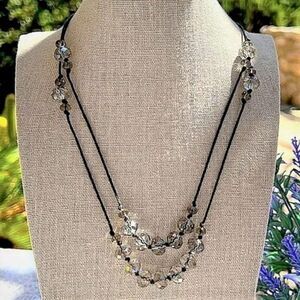 SHA Signed Crystal Bead 2 Strand Necklace